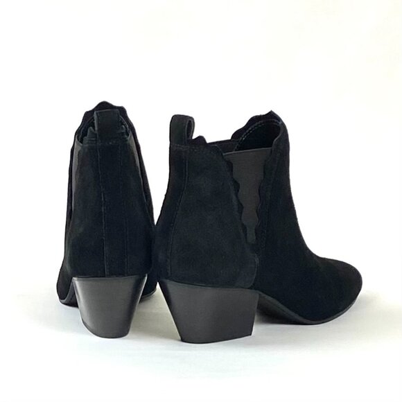 New Sole Society Candrah Cow Split Suede Leather Ankle Bootie, Black 7 1/2 - Picture 5 of 9